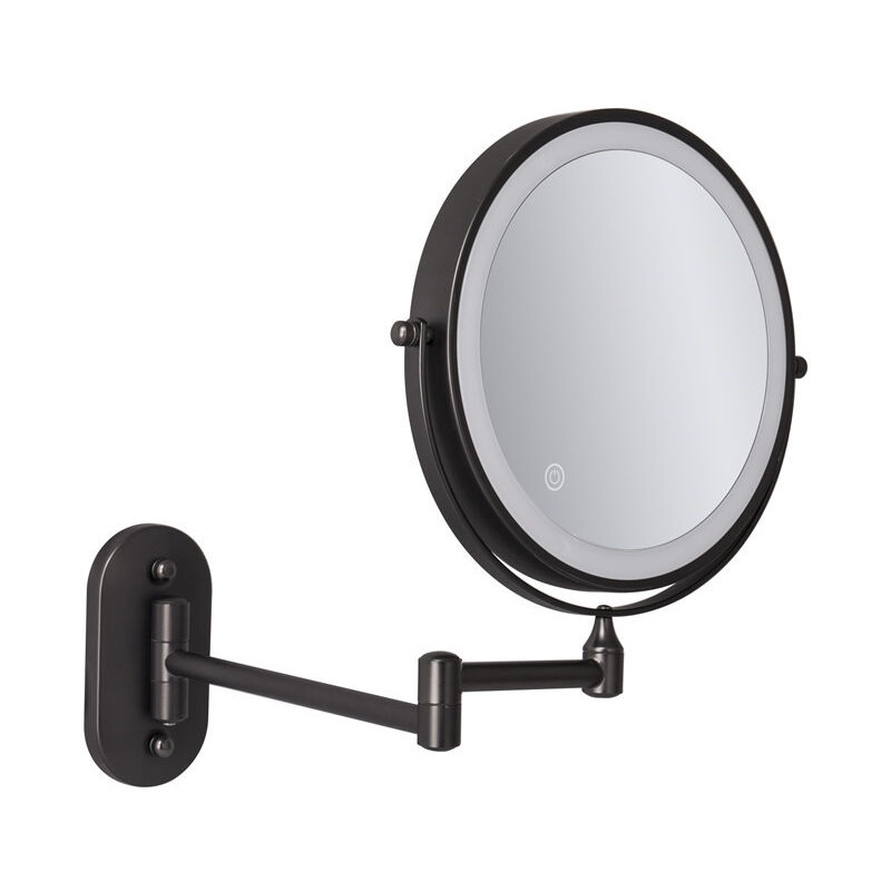 foto del prodotto specchio da parete con ingrandimento led da 8 nero, ricaricabile tramite usb con 1x 7x