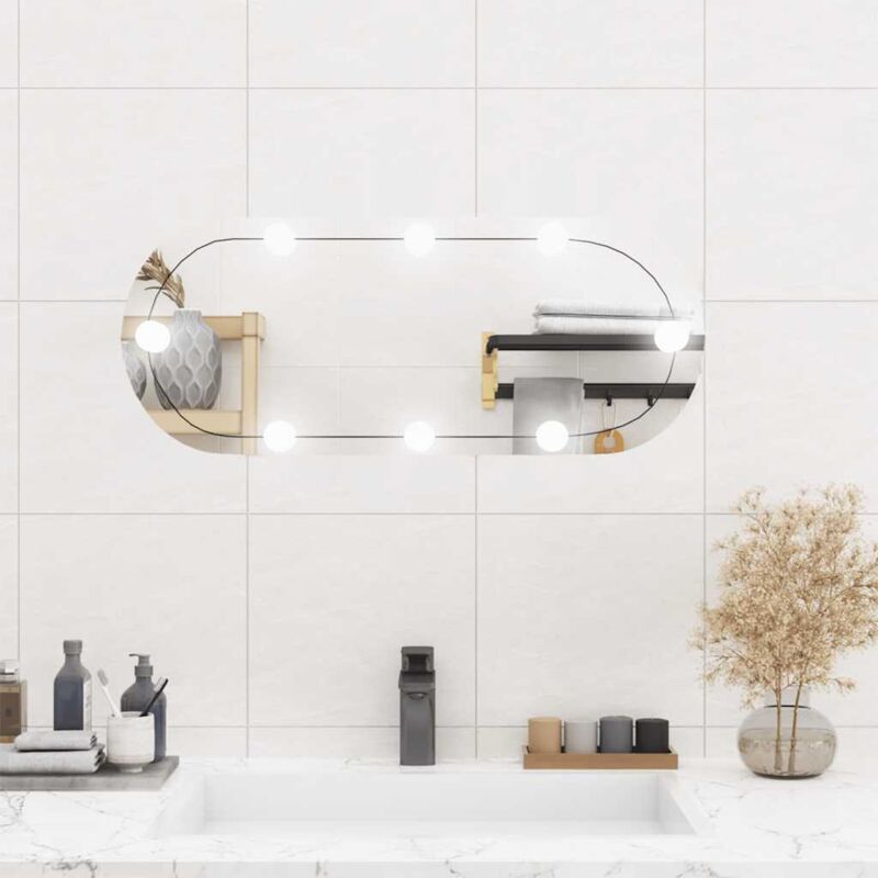 foto del prodotto specchio da parete con luci led 30x70 cm vetro ovale vidaxl