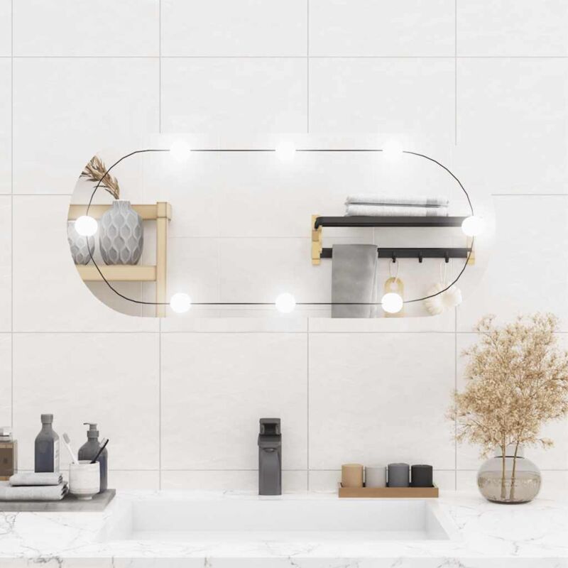 foto del prodotto specchio da parete con luci led 35x80 cm vetro ovale vidaxl