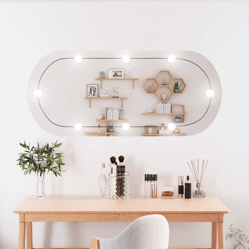 foto del prodotto specchio da parete con luci led 45x100 cm vetro ovale vidaxl