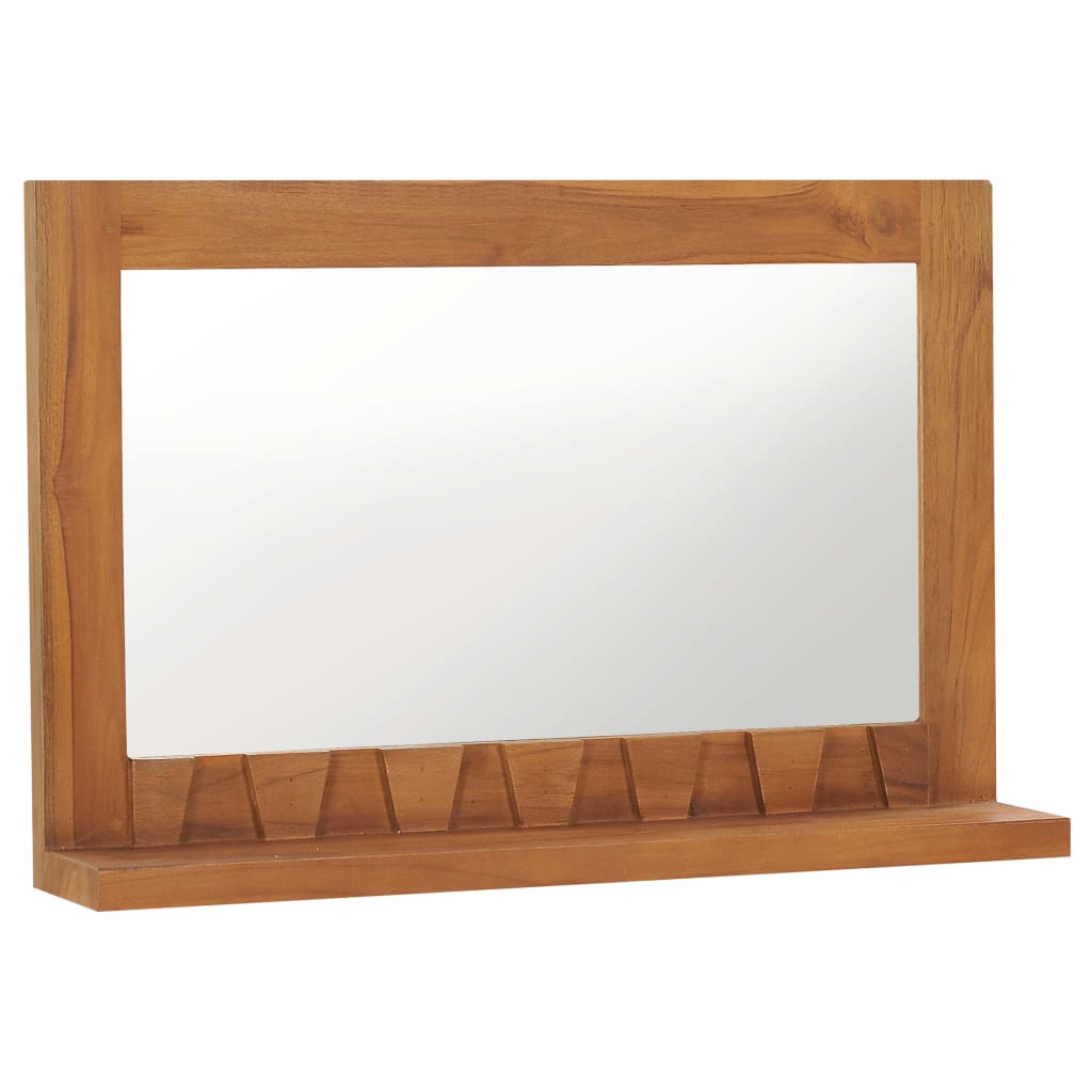 foto del prodotto specchio da parete con mensola 60x12x40 cm in massello di teak cod mxl 47678