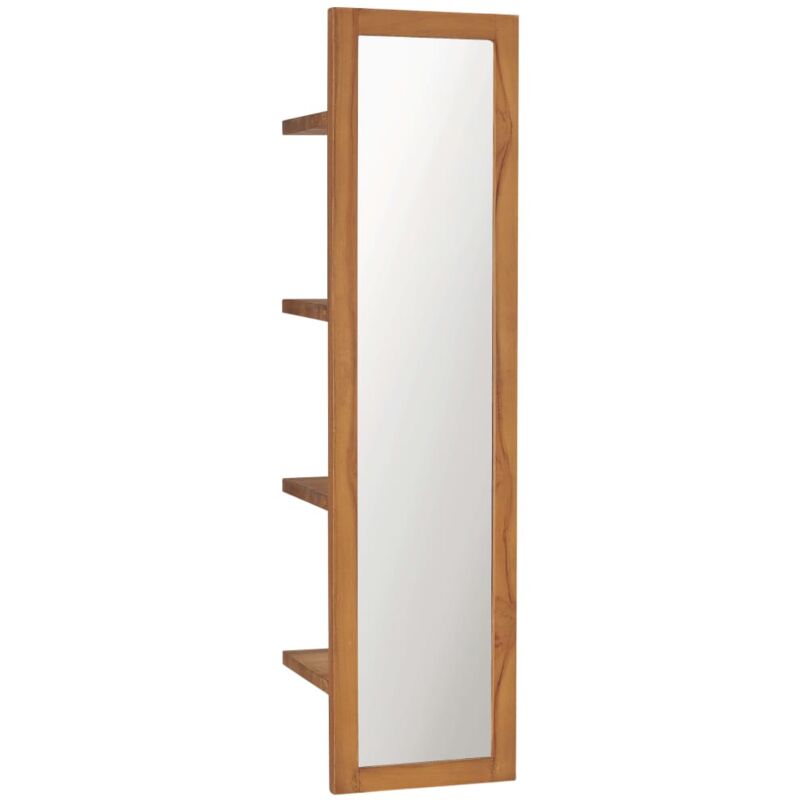 foto del prodotto specchio da parete con mensole 30x30x120 cm in massello di teak vidaxl