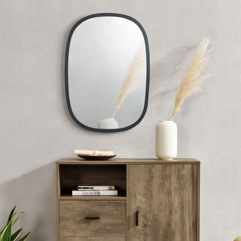 foto del prodotto specchio da parete copertino axl 70 x 50 cm specchio di forma rettangolare con cornice arrotondata nero opaco en.casa 
