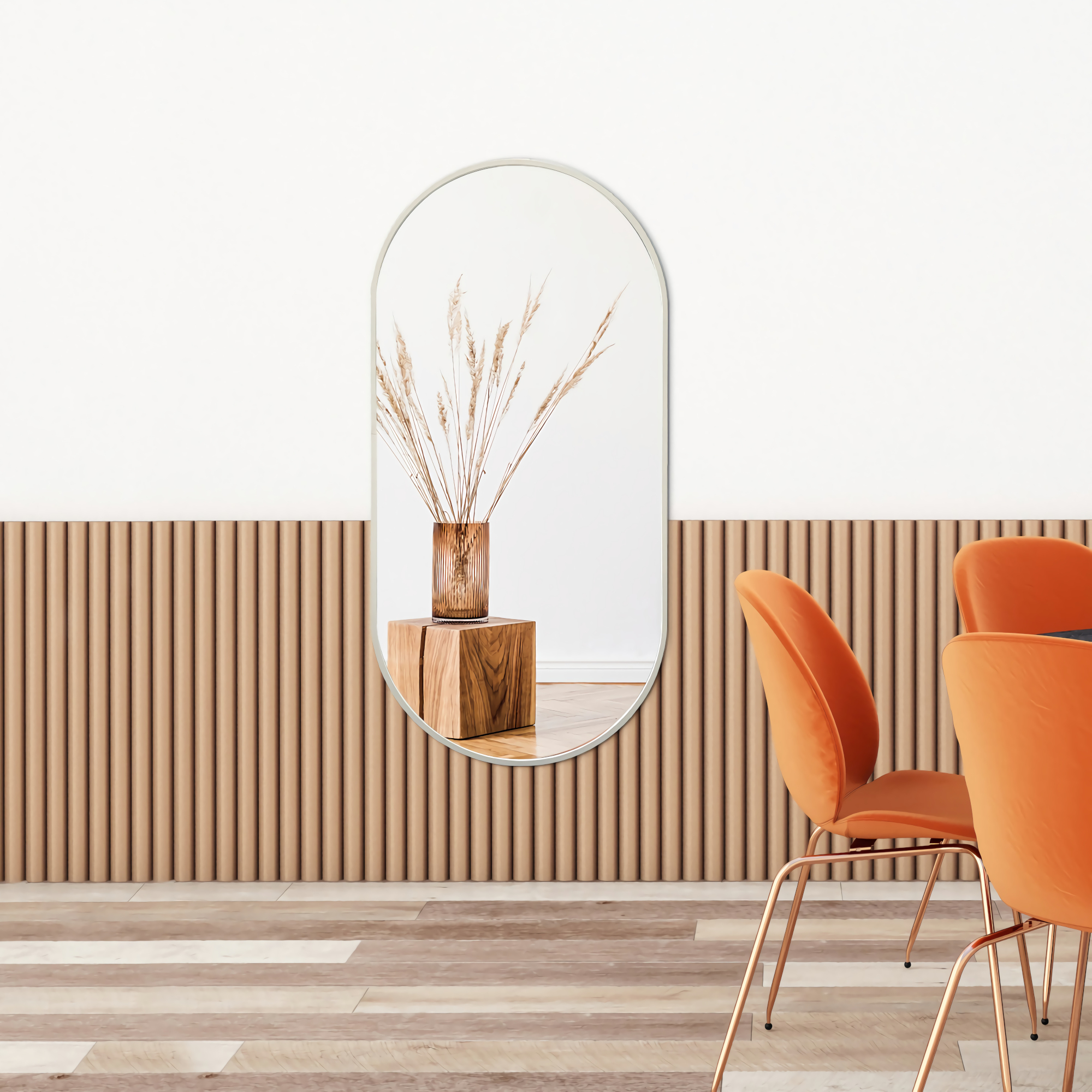 foto del prodotto specchio da parete 'corato' 40 x 80 cm fissaggio verticale/orizzontale - bianco en.casa