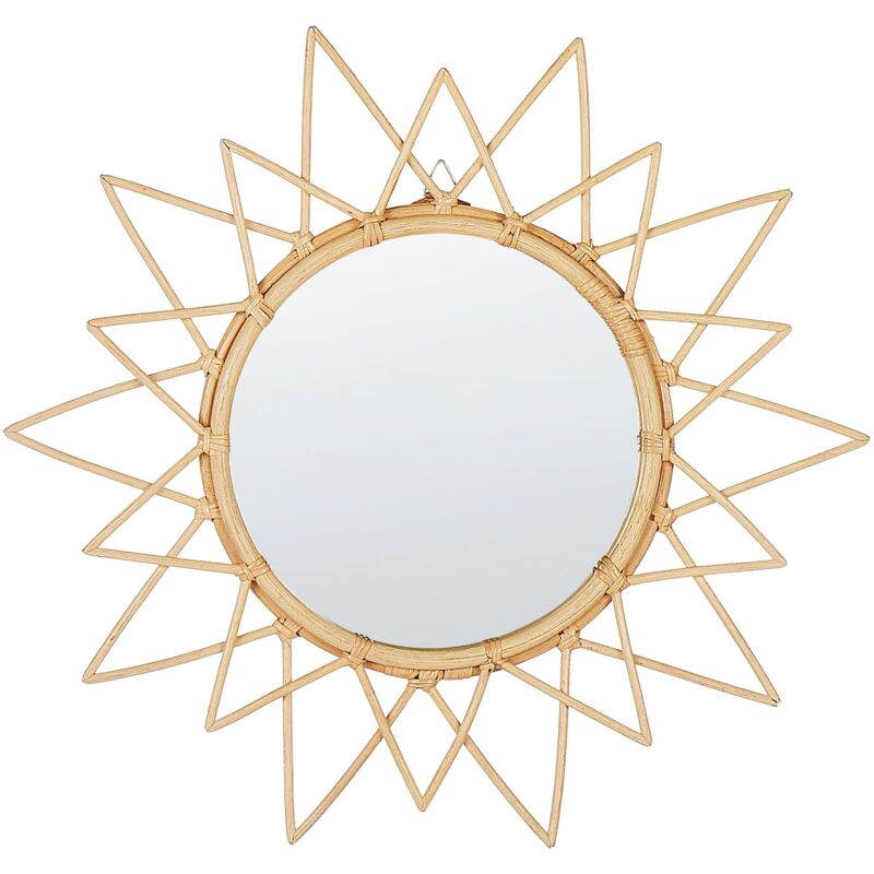 foto del prodotto specchio da parete cornice in rattan naturale 61 cm decorazione sospesa per soggiorno