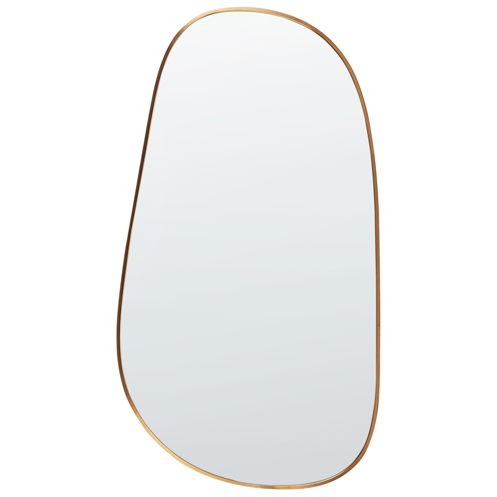 foto del prodotto specchio da parete cornice metallica dorata 57 x 110 cm alluminio forma irregolare con ganci stile moderno decorazione murale