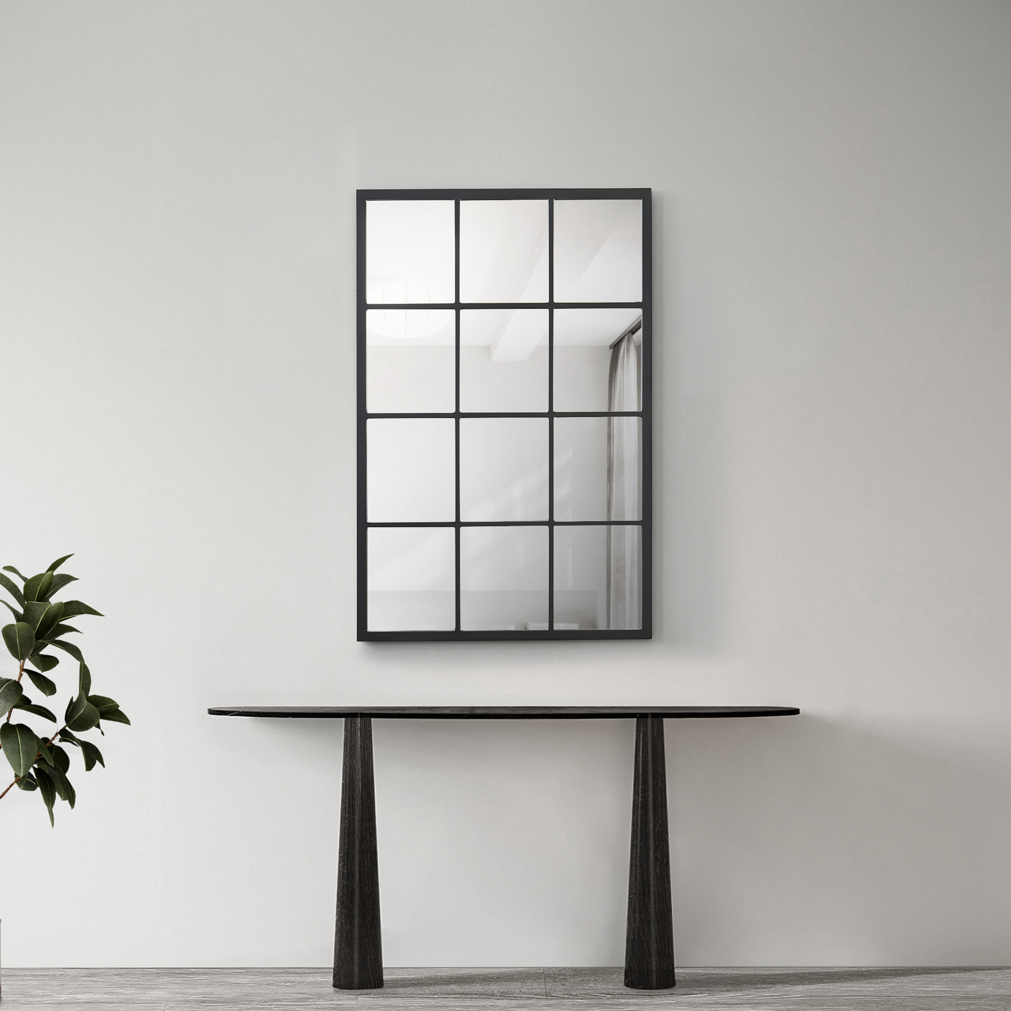 foto del prodotto specchio da parete cupello 90 x 60 cm rettangolare nero opaco en.casa 