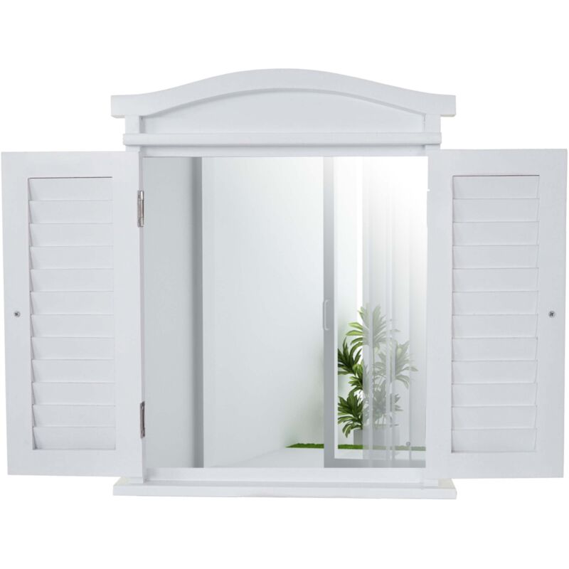 immagine 0 del prodotto specchio da parete design window con persiane 53x42x5 cm legno massello di paulownia e mdf bianco 040003704