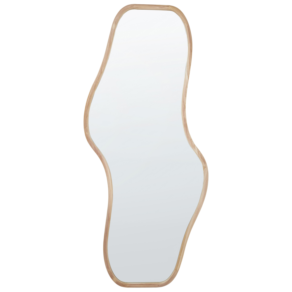 foto del prodotto specchio da parete in legno di paulownia chiaro 79 x 180 cm forma irregolare con ganci decorazione da parete in stile moderno