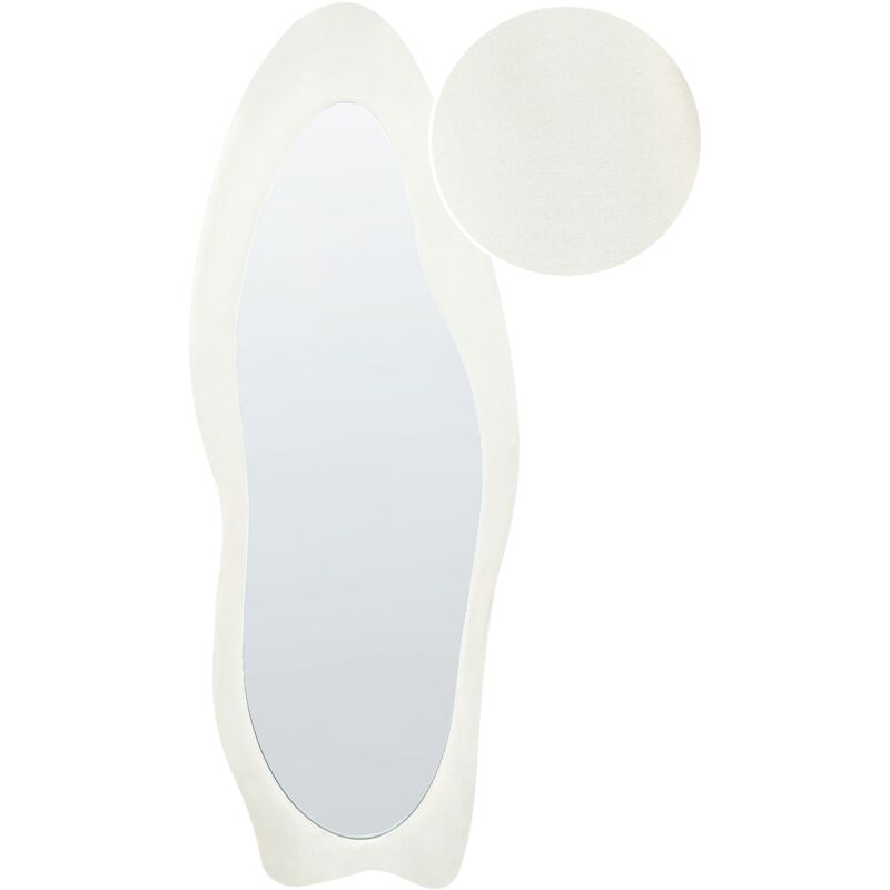 foto del prodotto specchio da parete in mdf bianco con cornice in vetro 57 x 160 cm forma irregolare decorativo a parete pezzo d arredo in stile moderno
