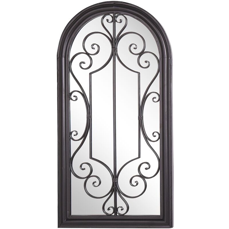 foto del prodotto specchio da parete in metallo nero 50 x 98 cm effetto antico a forma di finestra vintage campel