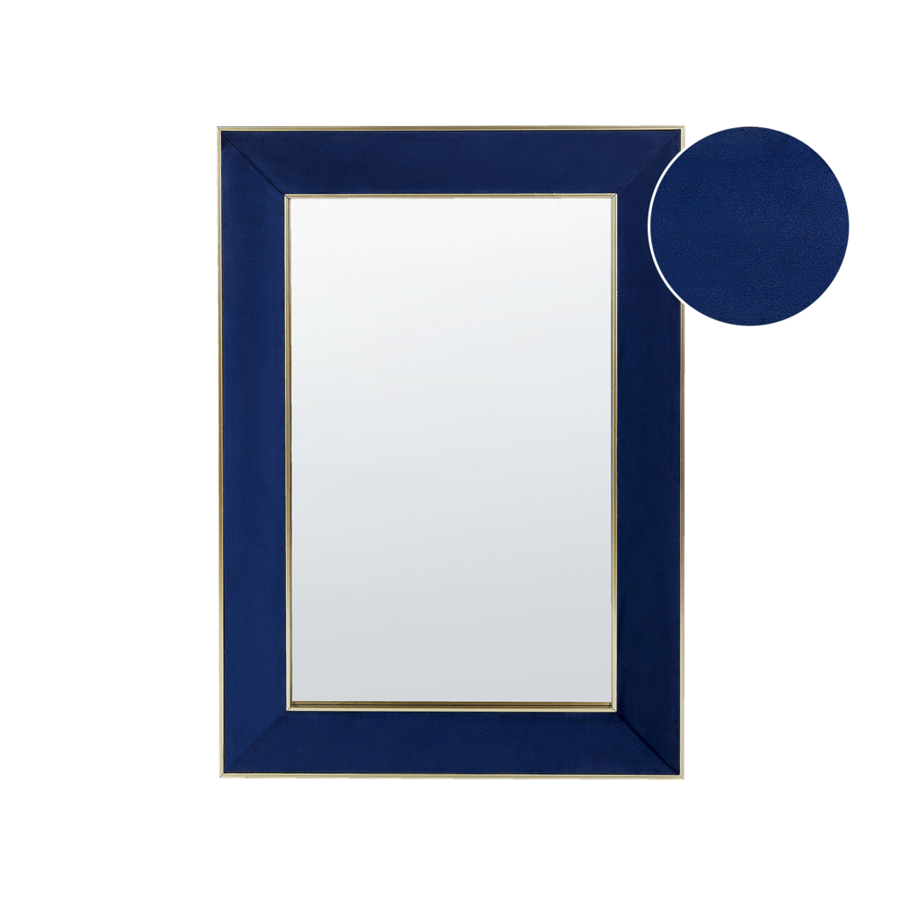 foto del prodotto specchio da parete in velluto blu 50 x 70 cm cornice decorativa con ganci glamour appeso da terra per soggiorno camera da letto spogliatoio