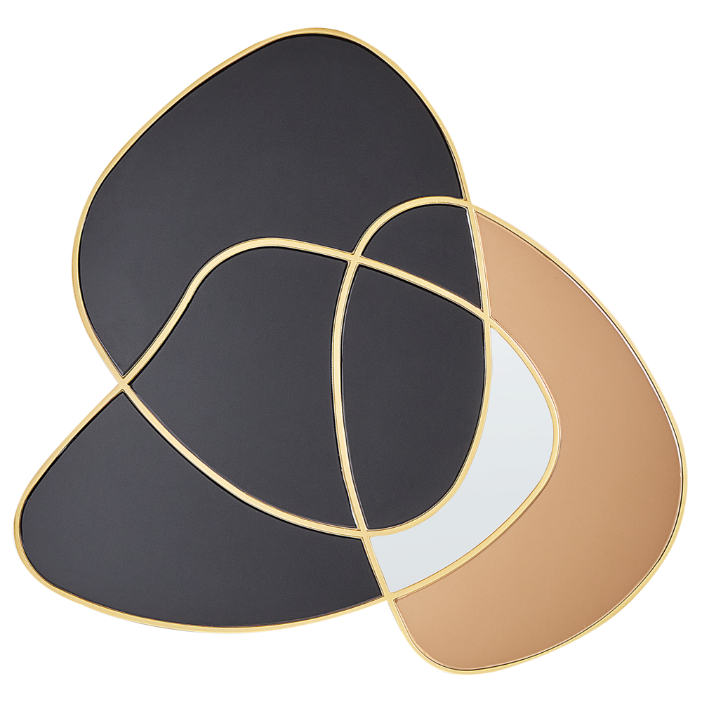 foto del prodotto specchio da parete in vetro nero e oro mdf 99 x 89 cm forma irregolare