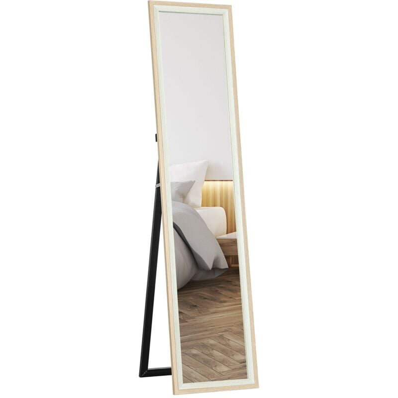 foto del prodotto specchio da parete o da terra autoportante a figura intera 37x2,5x157 cm cornice in legno