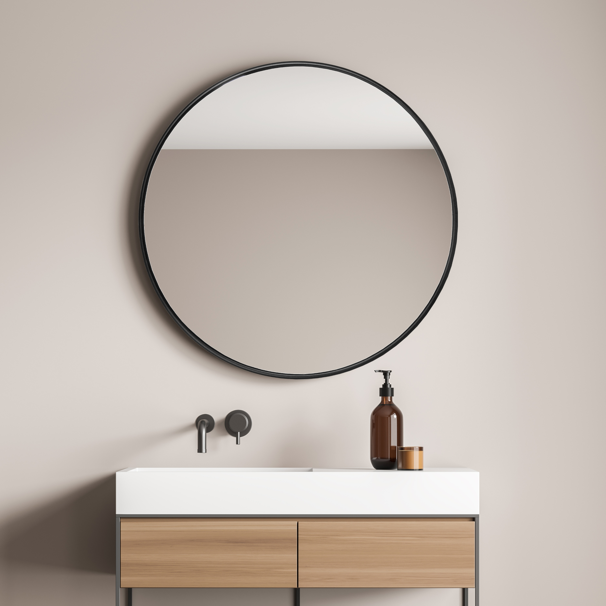 foto del prodotto specchio da parete ordona rotondo 40 cm nero en.casa 