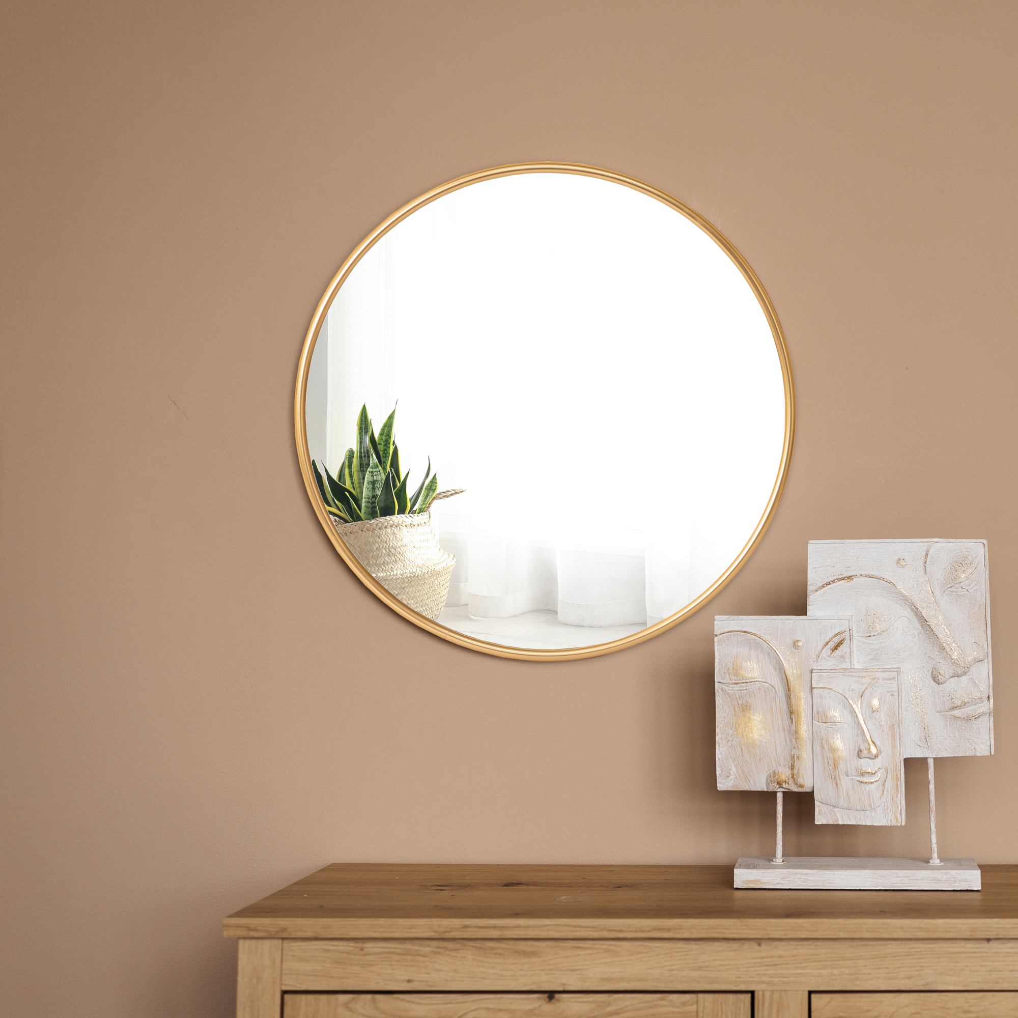 foto del prodotto specchio da parete ordona rotondo 50 cm color oro en.casa 