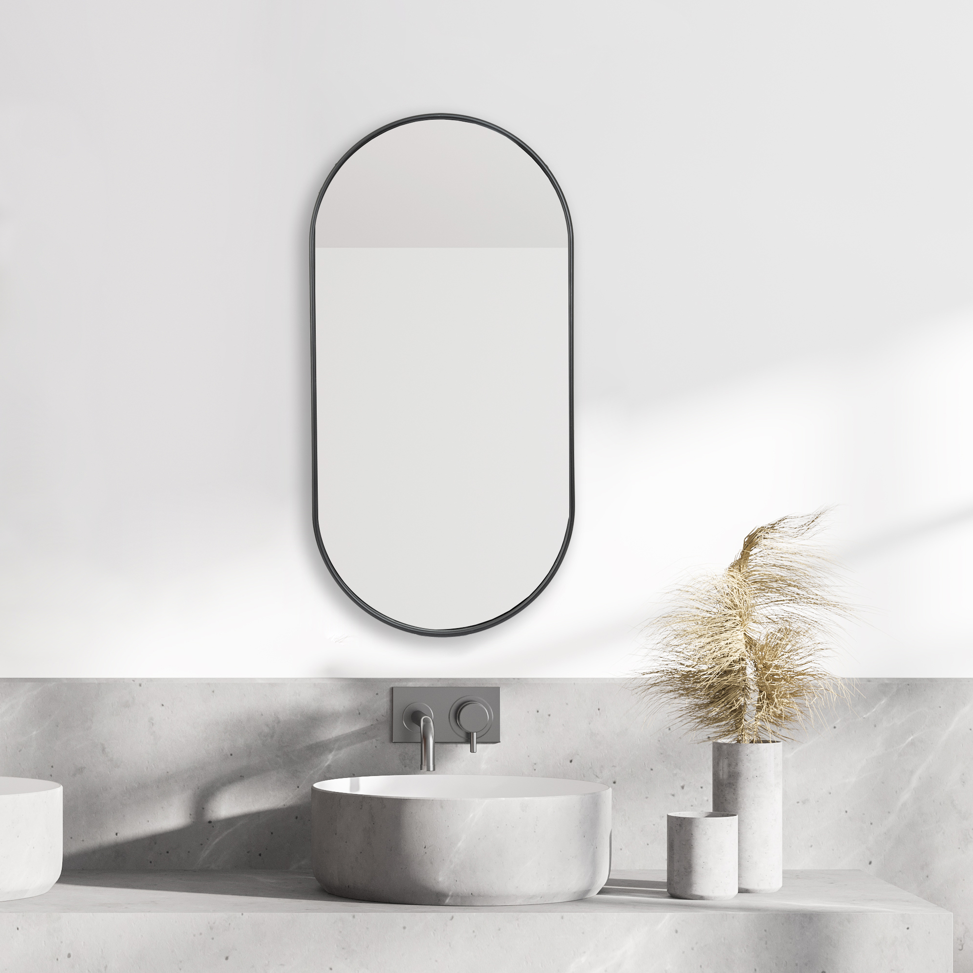 foto del prodotto specchio da parete picciano ovale 30 x 60 cm nero opaco en.casa 
