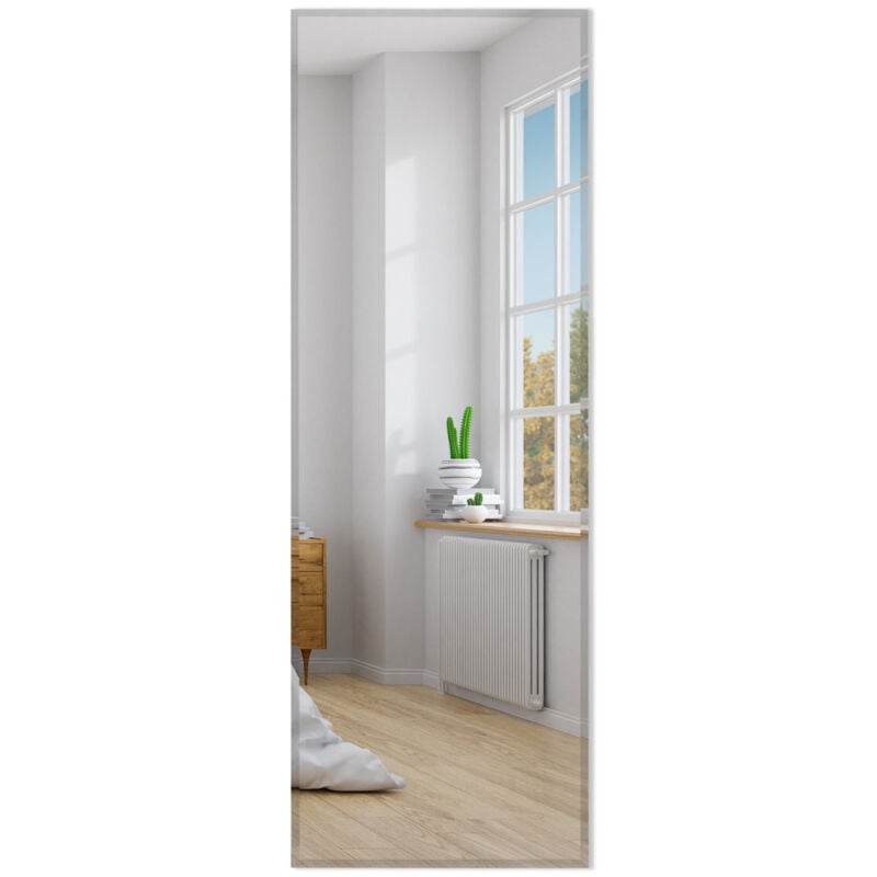 foto del prodotto specchio da parete psyche rettangolare senza cornice 110 x 38 cm bordo smussato su tutta la lunghezza sospeso verticale o orizzontale bianco 200006309