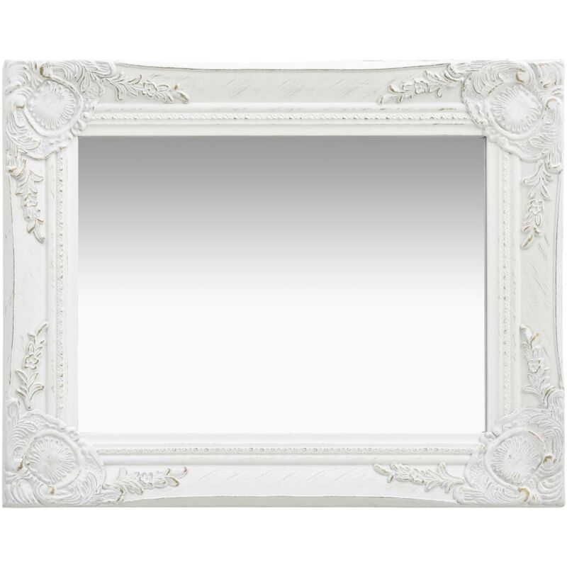 foto del prodotto specchio da parete rettangolare in stile barocco 50x40 cm bianco dec022850