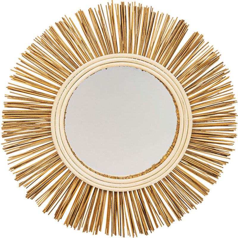 foto del prodotto specchio da parete rotondo boho bali 60 cm loi legno naturale