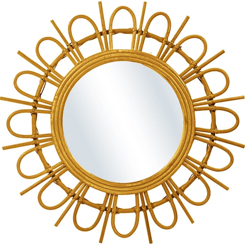 foto del prodotto specchio da parete rotondo boho bali 60 cm miu legno naturale