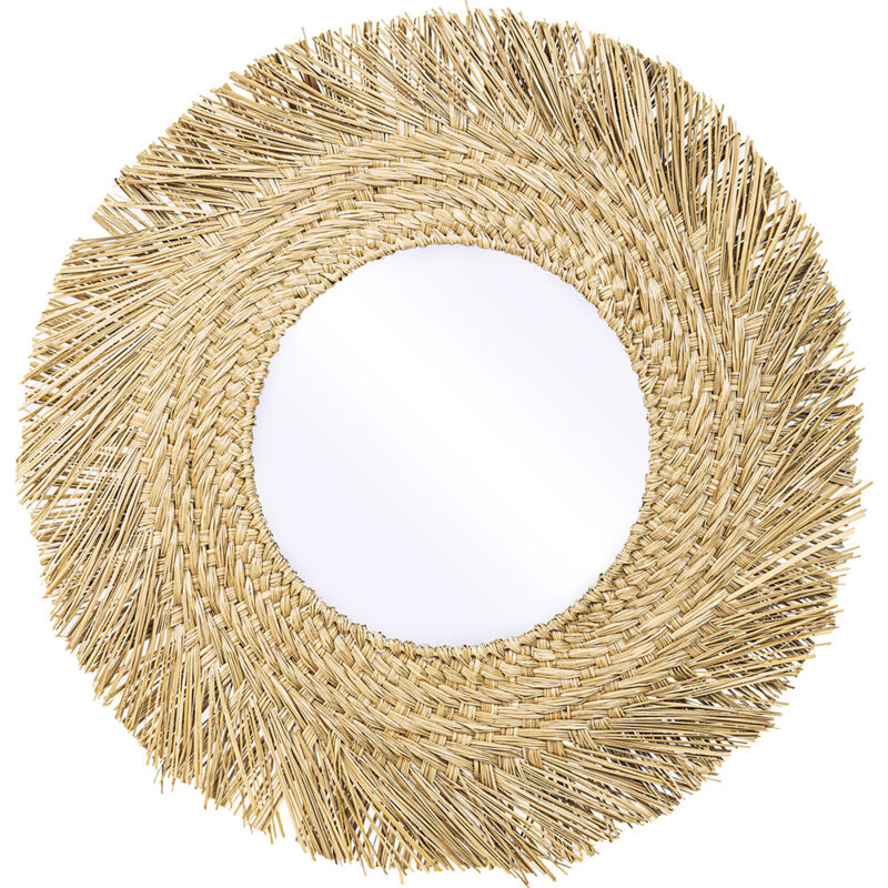foto del prodotto specchio da parete rotondo boho bali 60 cm rewu legno naturale