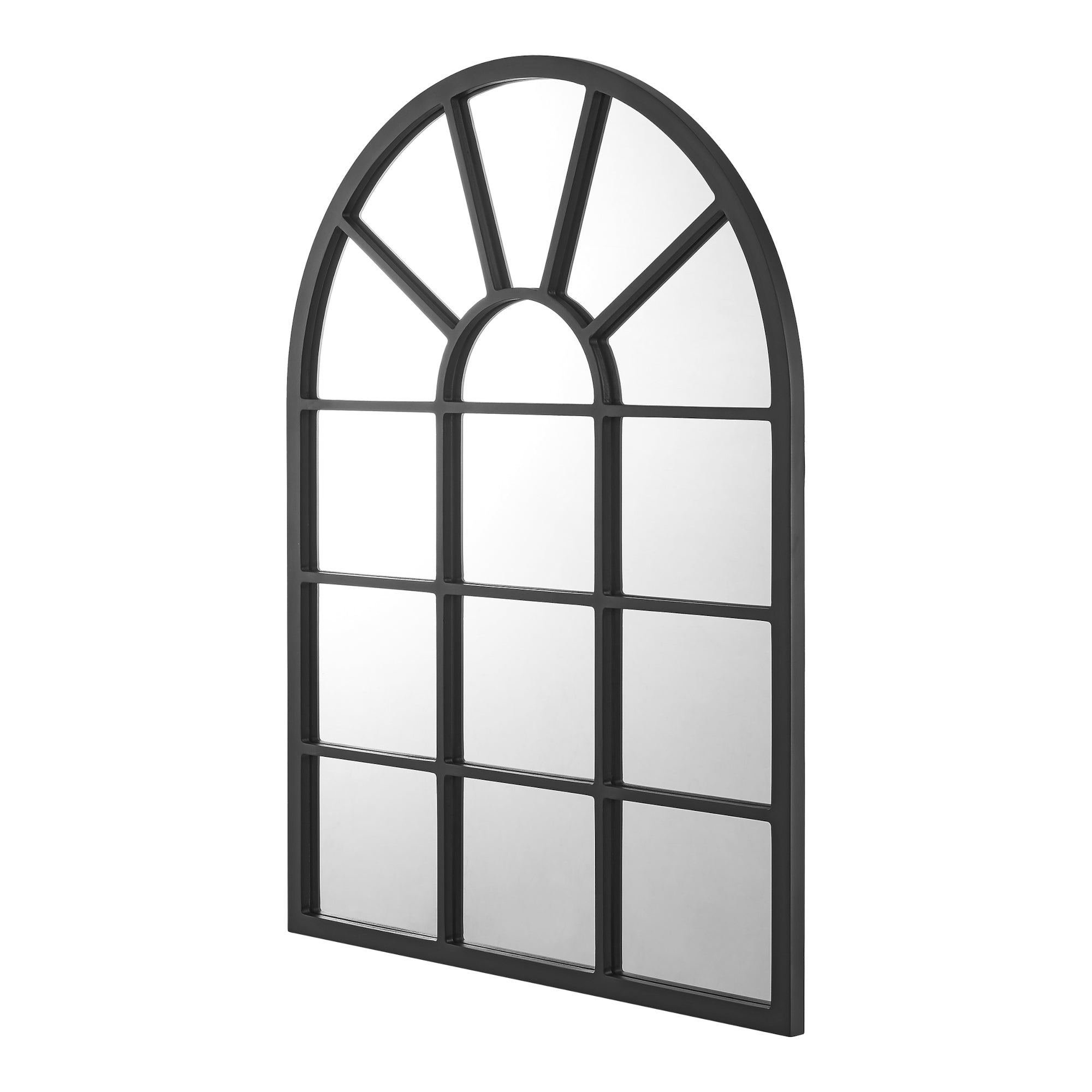 foto del prodotto specchio da parete rotondo con finestra 80 x 60 cm nero opaco 03 0007958