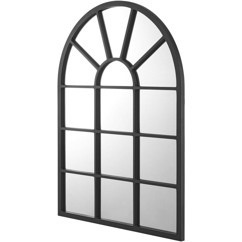 foto del prodotto specchio da parete rotondo con finestra 80 x 60 cm nero opaco 030007958