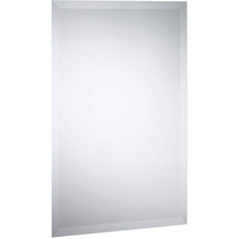 foto del prodotto specchio da parete senza cornice, 40x60 cm, da appendere in verticale o orizzontale, bagno corridoio, chiaro relaxdays