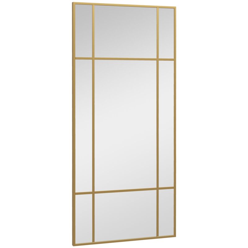 foto del prodotto specchio da parete stile finestra con montaggio verticale e orizzontale 110x50 cm cornice in oro