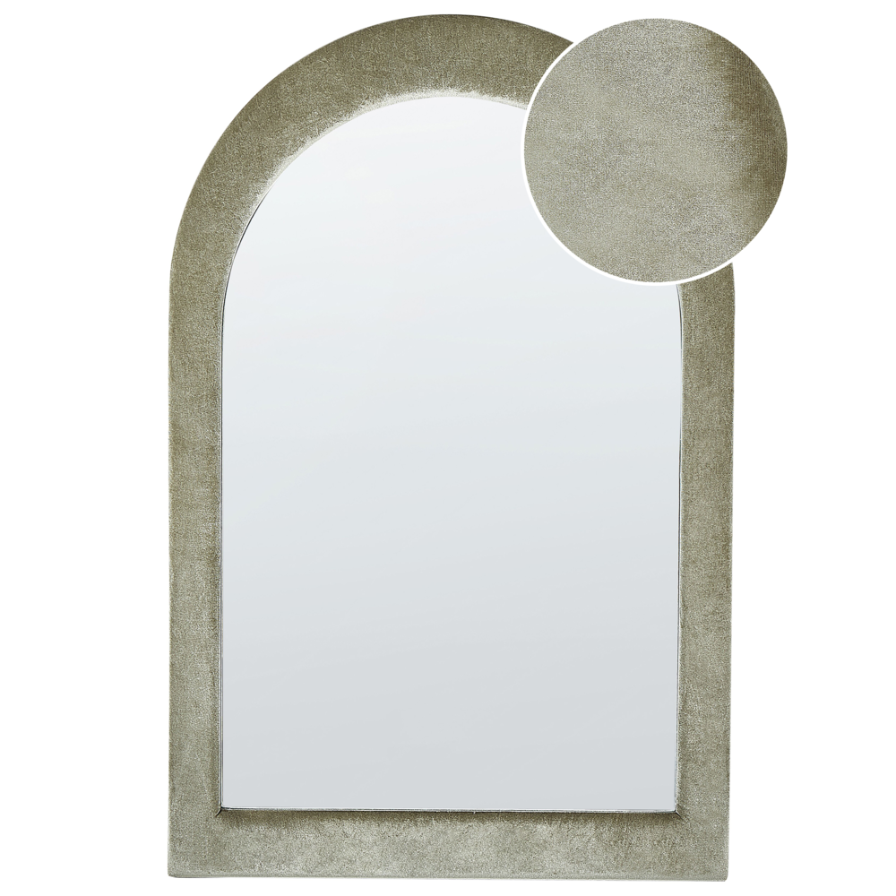 foto del prodotto specchio da parete verde con cornice in mdf, vetro 60 x 90 cm, forma irregolare, pezzo decorativo da parete, stile moderno.