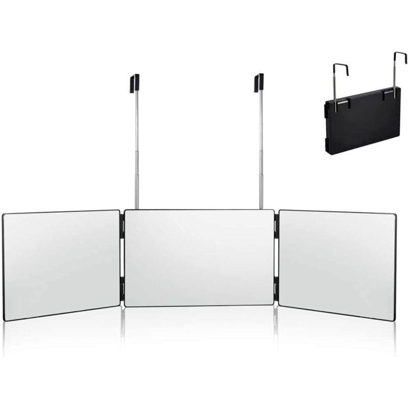 foto del prodotto specchio da parrucchiere lablanc 360 , specchio da barbiere a 3 lati, specchio portatile da appendere e altezza regolabile, specchio da trucco