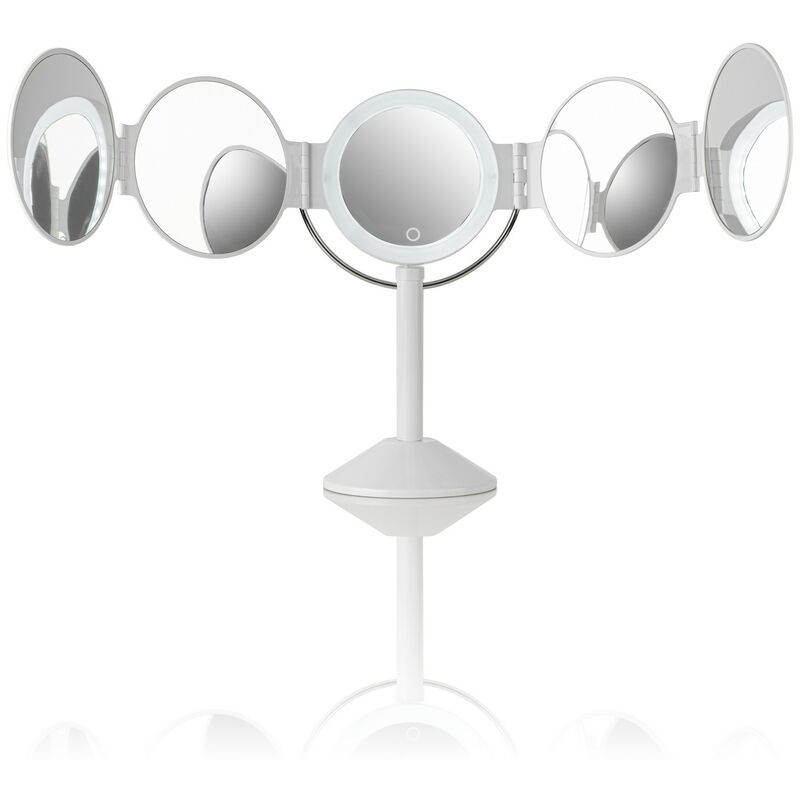 foto del prodotto specchio da tavolo con led in plastica bianco cm. l.25xp.20,5xh.46,5