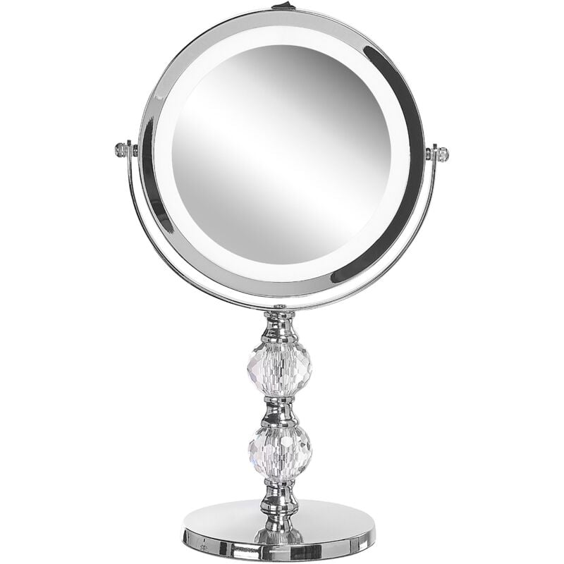 foto del prodotto specchio da tavolo double face per trucco a led metallo argento 13 cm 1x 5x claira