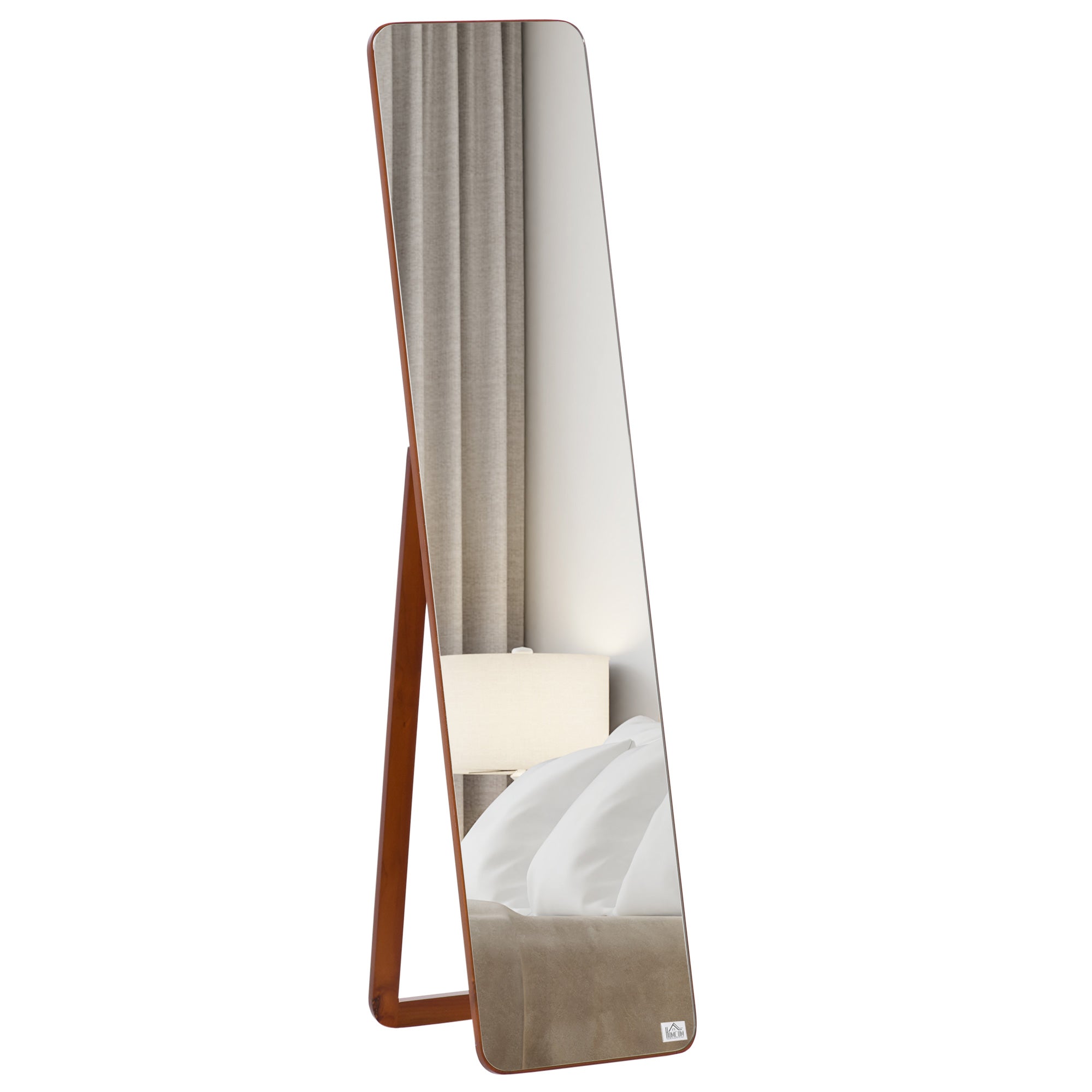 foto del prodotto specchio da terra e parete 37x43x156 cm struttura in legno noce chiaro