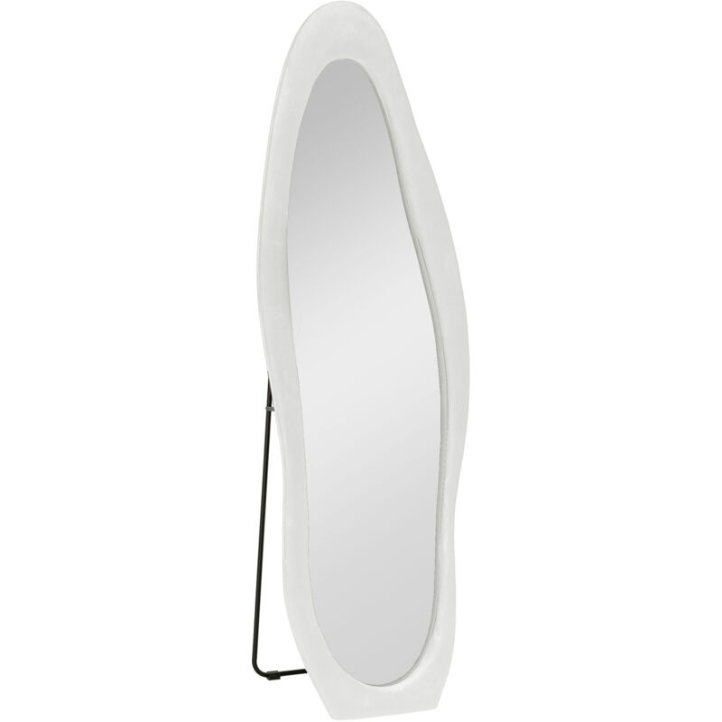 foto del prodotto specchio da terra e parete cornice ondulata in velluto 160x50cm bianco homcom
