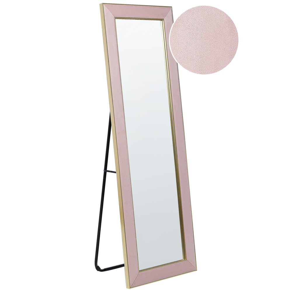 foto del prodotto specchio da terra in velluto rosa 50 x 150 cm cornice decorativa con supporto glamour da terra sospeso per armadio camera da letto soggiorno