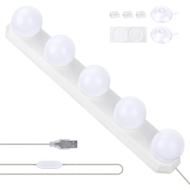 foto del prodotto specchio da toeletta a led usb con 5 lampadine e 3 modalit per l illuminazione del bagno