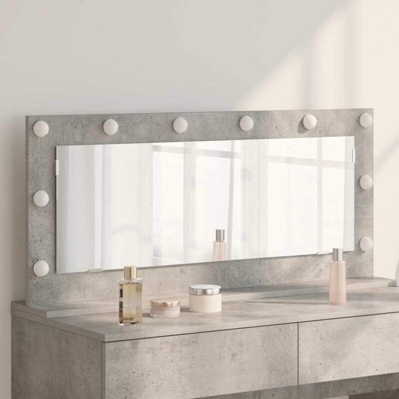 foto del prodotto specchio da toeletta con luci led grigio cemento 100x45x18 cm vidaxl
