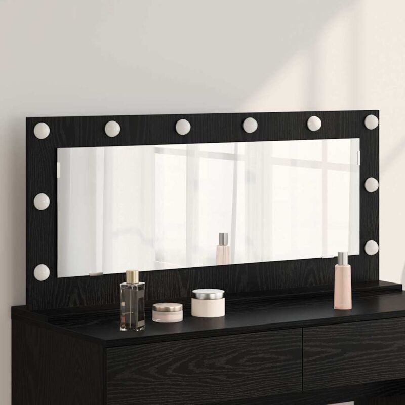 foto del prodotto specchio da toeletta con luci led rovere nero 100x45x18 cm vidaxl