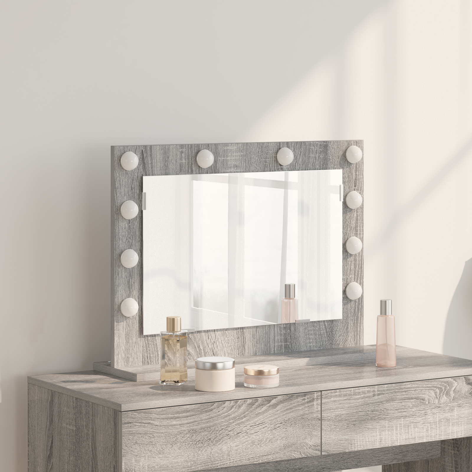 foto del prodotto specchio da toeletta grigio sonoma mdf, vetro 60 x 45 x 18 cm