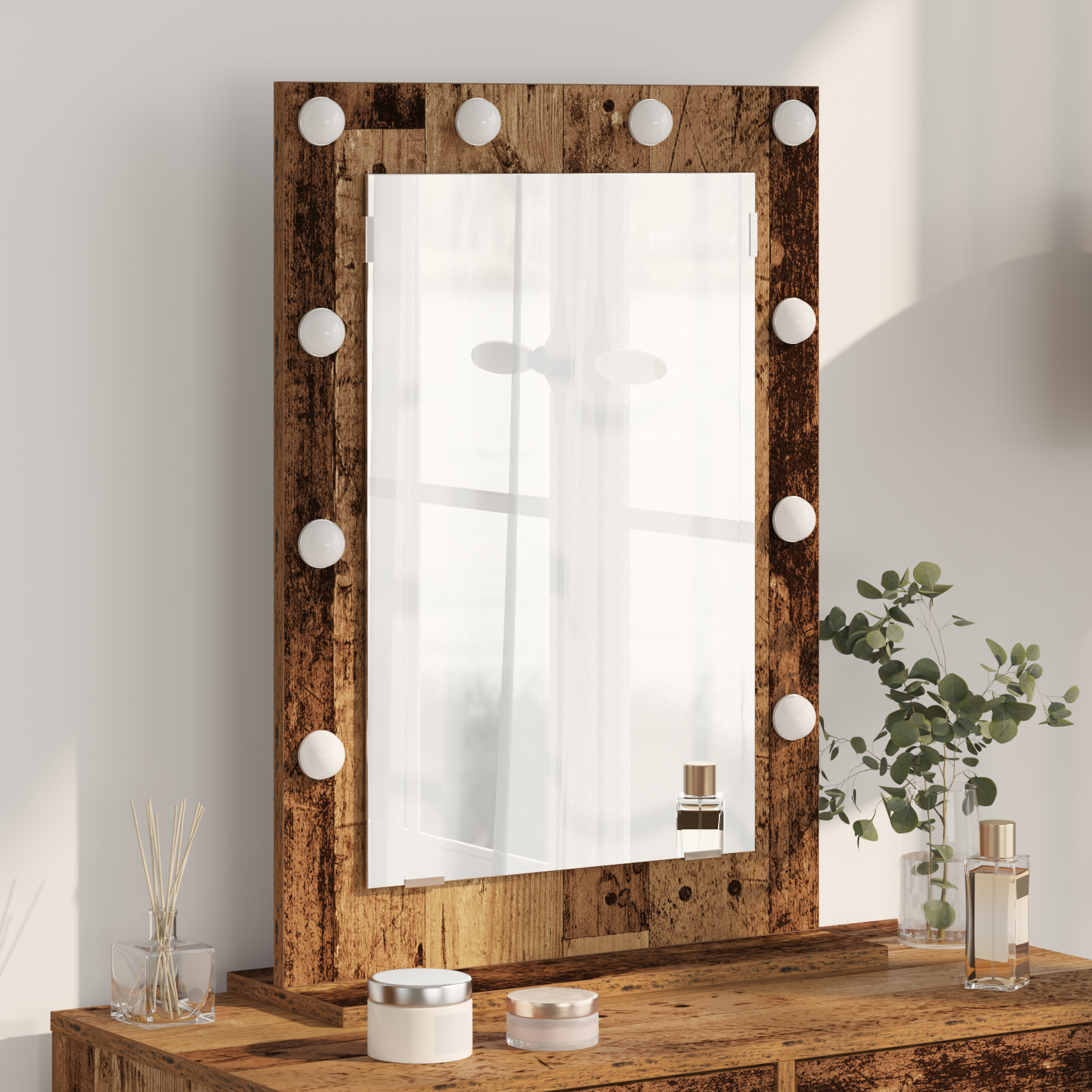 foto del prodotto specchio da toeletta legno vecchio legno massello 70 x 50 x 18 cm