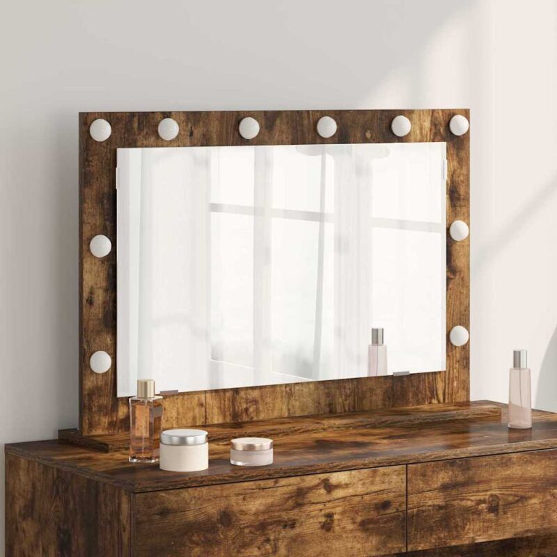 foto del prodotto specchio da toeletta rovere affumicato legno e vetro vidaxl