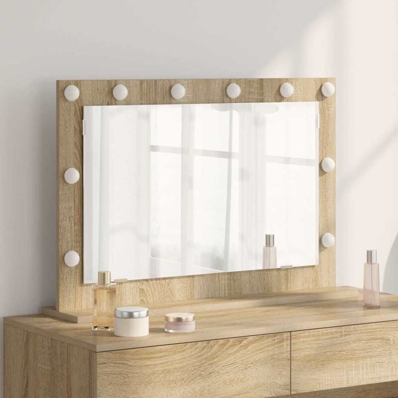 foto del prodotto specchio da toeletta rovere sonoma legno ingegnerizzato, vetro
