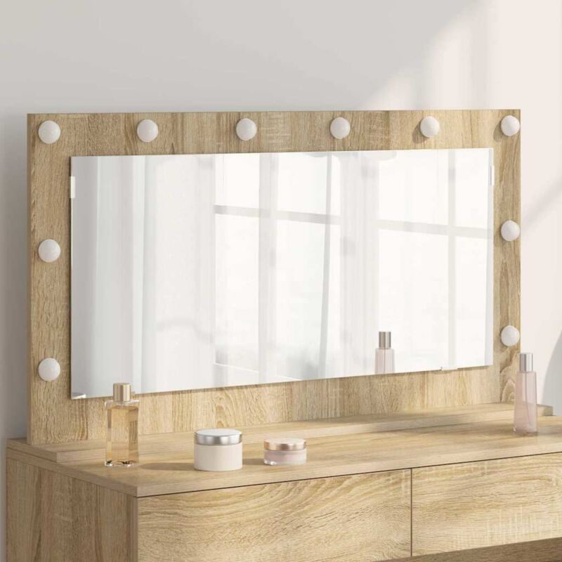 foto del prodotto specchio da toeletta rovere sonoma mdf, vetro 100 x 55 x 18 cm vidaxl