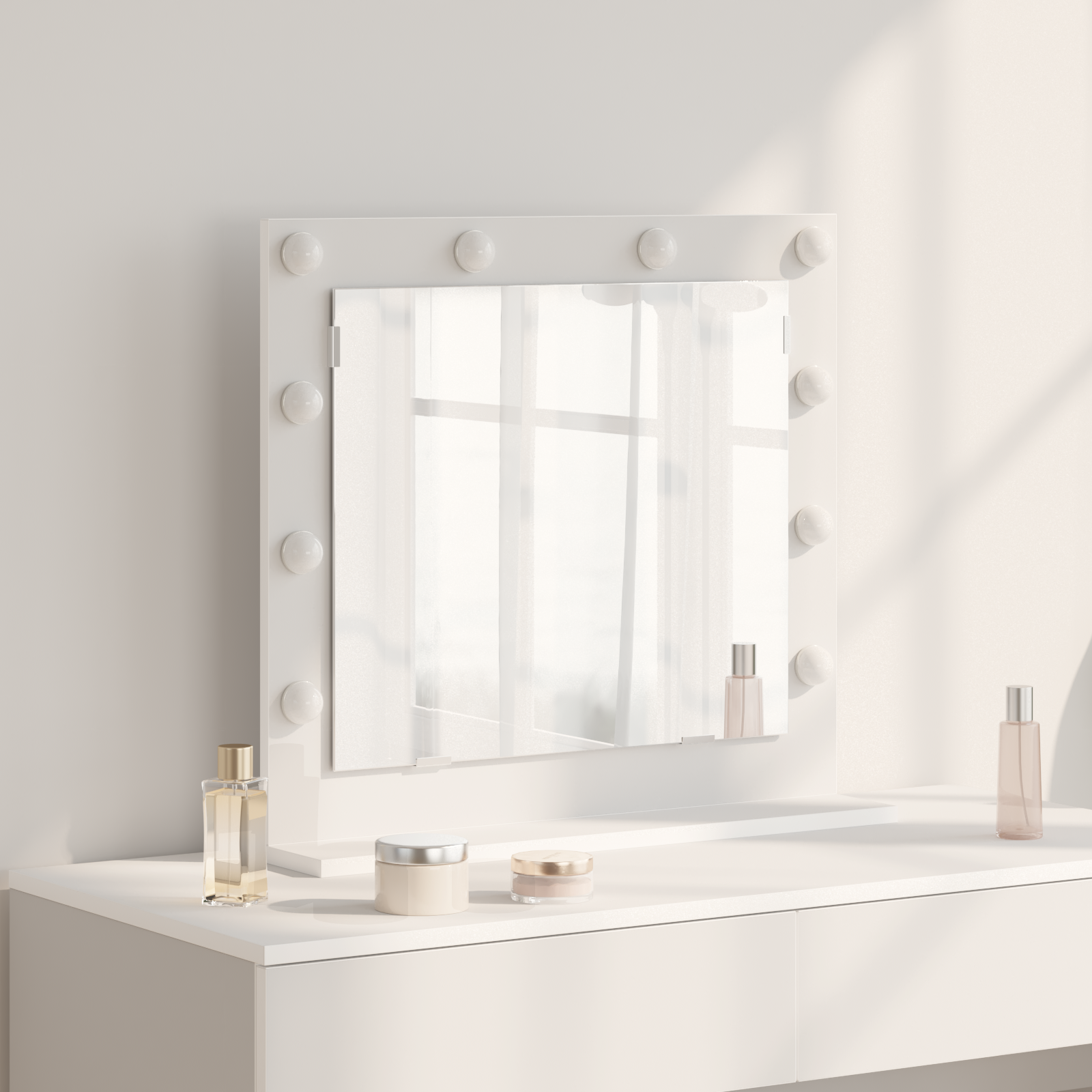 foto del prodotto specchio da trucco con luci led bianco 60x55x18 cm