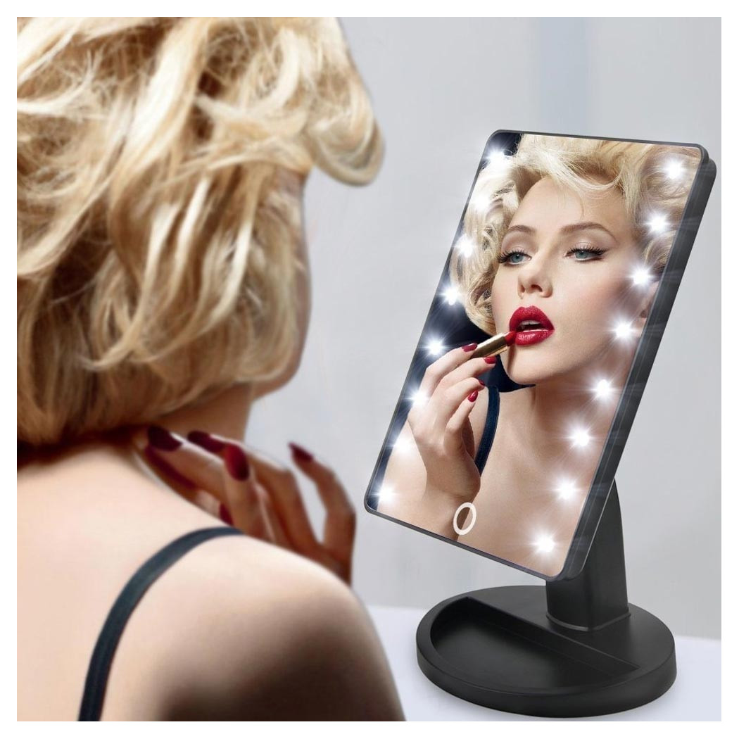 foto del prodotto specchio da trucco illuminato 16 led portatile make up cosmetico camerino trade shop traesio