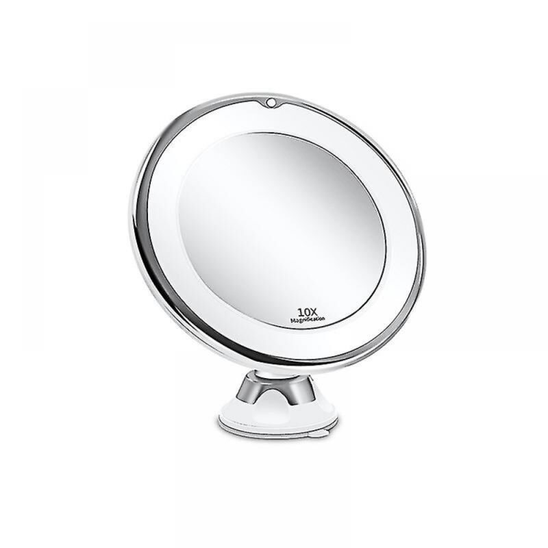 foto del prodotto specchio da trucco ingranditore 10x con luci, ingrandimento cosmetico portatile con illuminazione a led bebusingoto