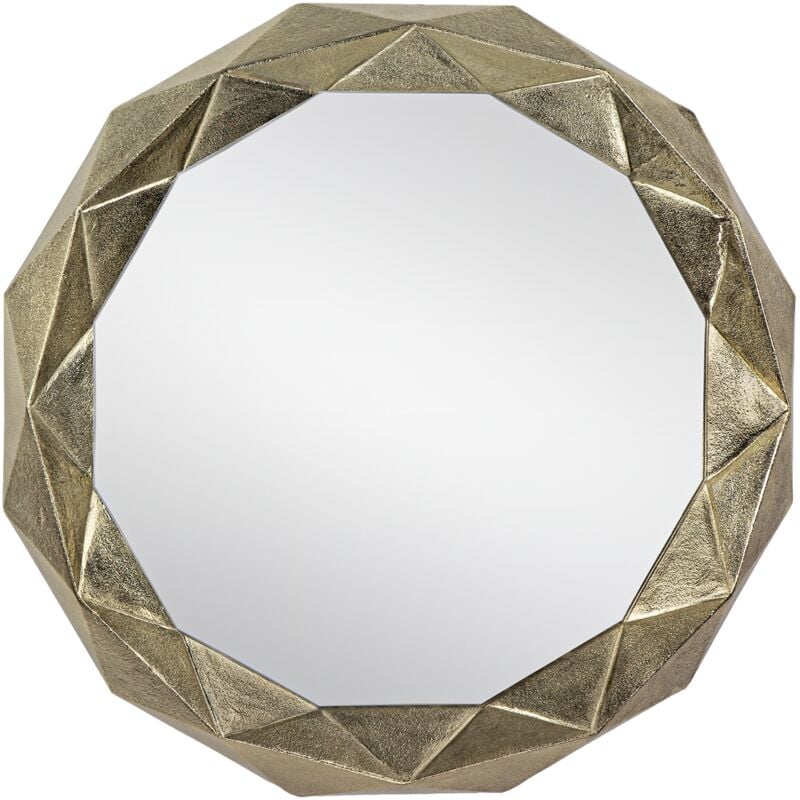 foto del prodotto specchio decorativo da parete guayaquil 65 cm con cornice in alluminio dorato specchiera originala rotonda moderna da appendere sul muro per