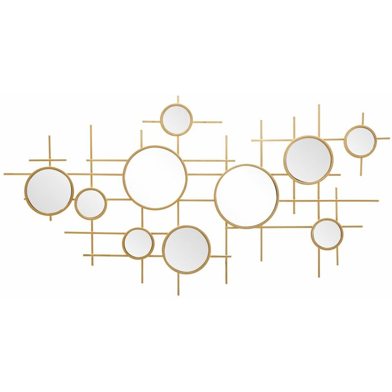 foto del prodotto specchio decorativo da parete in ferro color oro per salotti e camere da letto